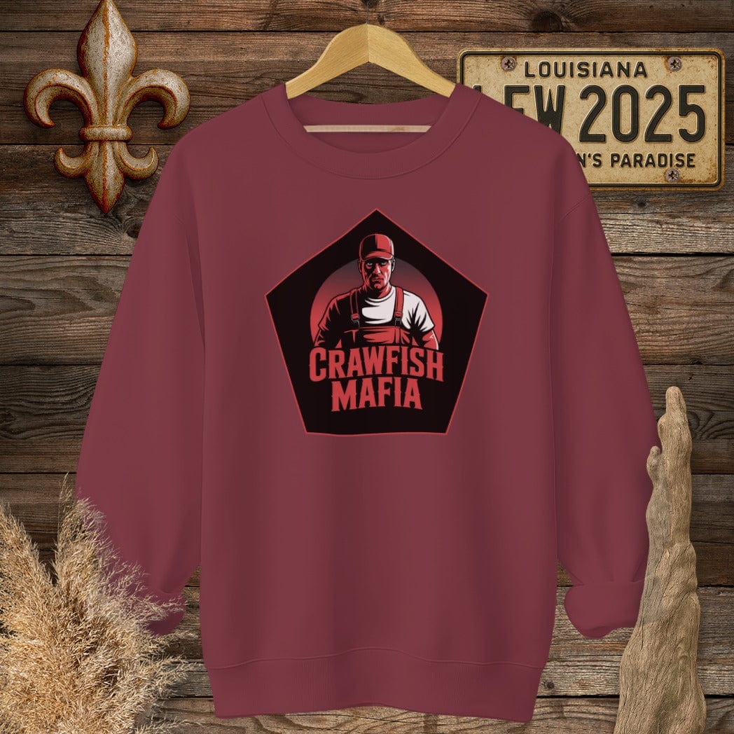 S / Garnet Louisiana Crawfish Mafia Cajun Sweatshirt by Laissez Faire Wear