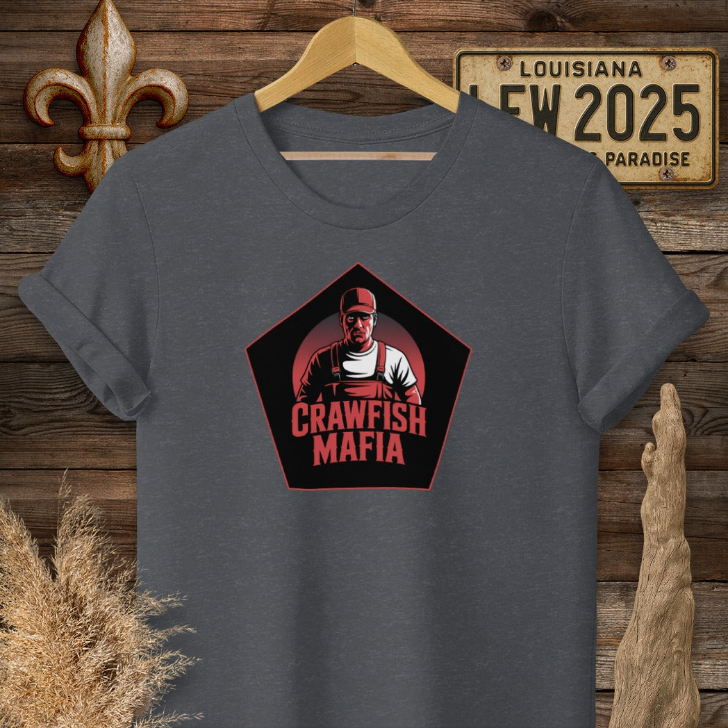 S / Dark Heather Grey Louisiana Crawfish Mafia Cajun T-Shirt by Laissez Faire Wear