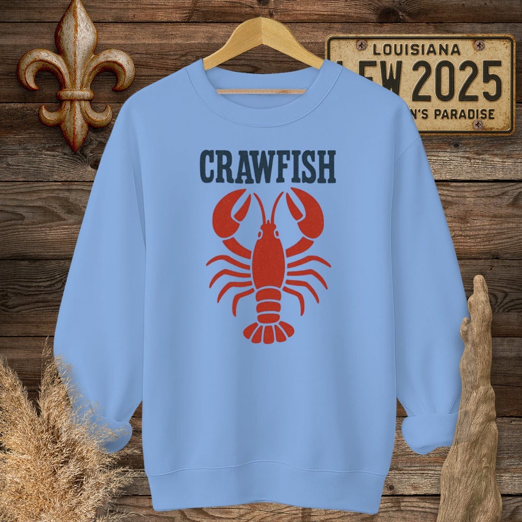 S / Carolina Blue Louisiana Crawfish Minimalist Sweatshirt by Laissez Faire Wear