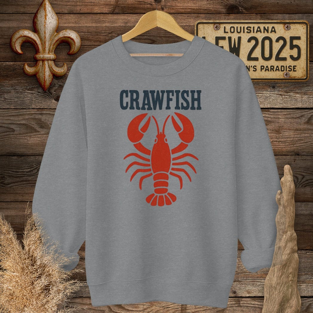 S / Graphite Heather Louisiana Crawfish Minimalist Sweatshirt by Laissez Faire Wear