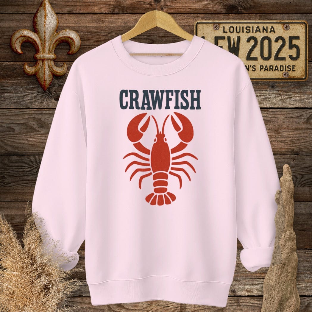 S / Light Pink Louisiana Crawfish Minimalist Sweatshirt by Laissez Faire Wear