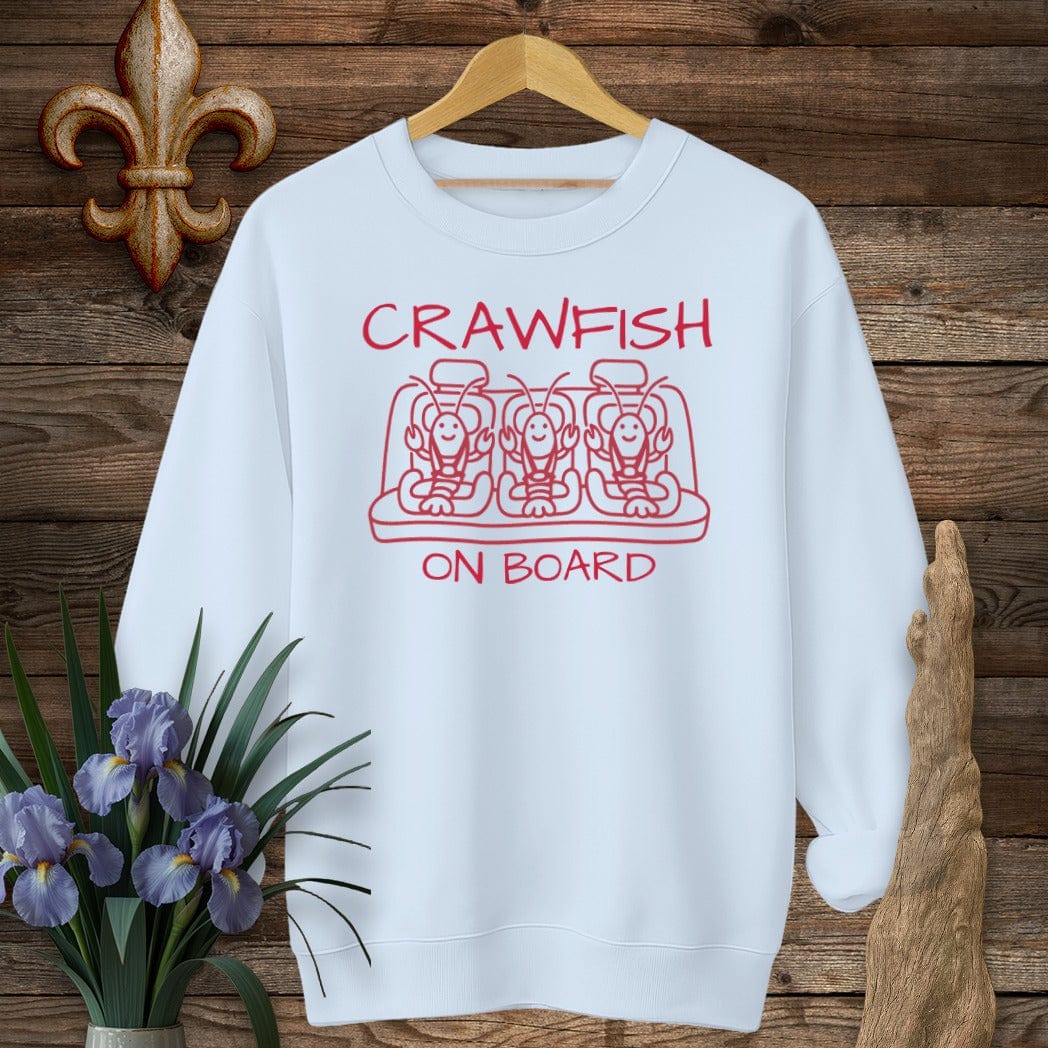 S / Light Blue Louisiana Crawfish on Board Cute Mom Sweatshirt by Laissez Faire Wear