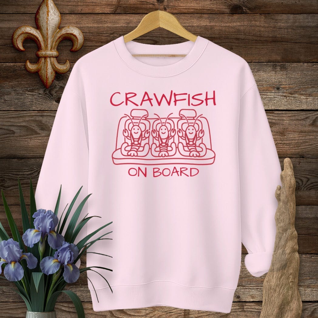 S / Light Pink Louisiana Crawfish on Board Cute Mom Sweatshirt by Laissez Faire Wear