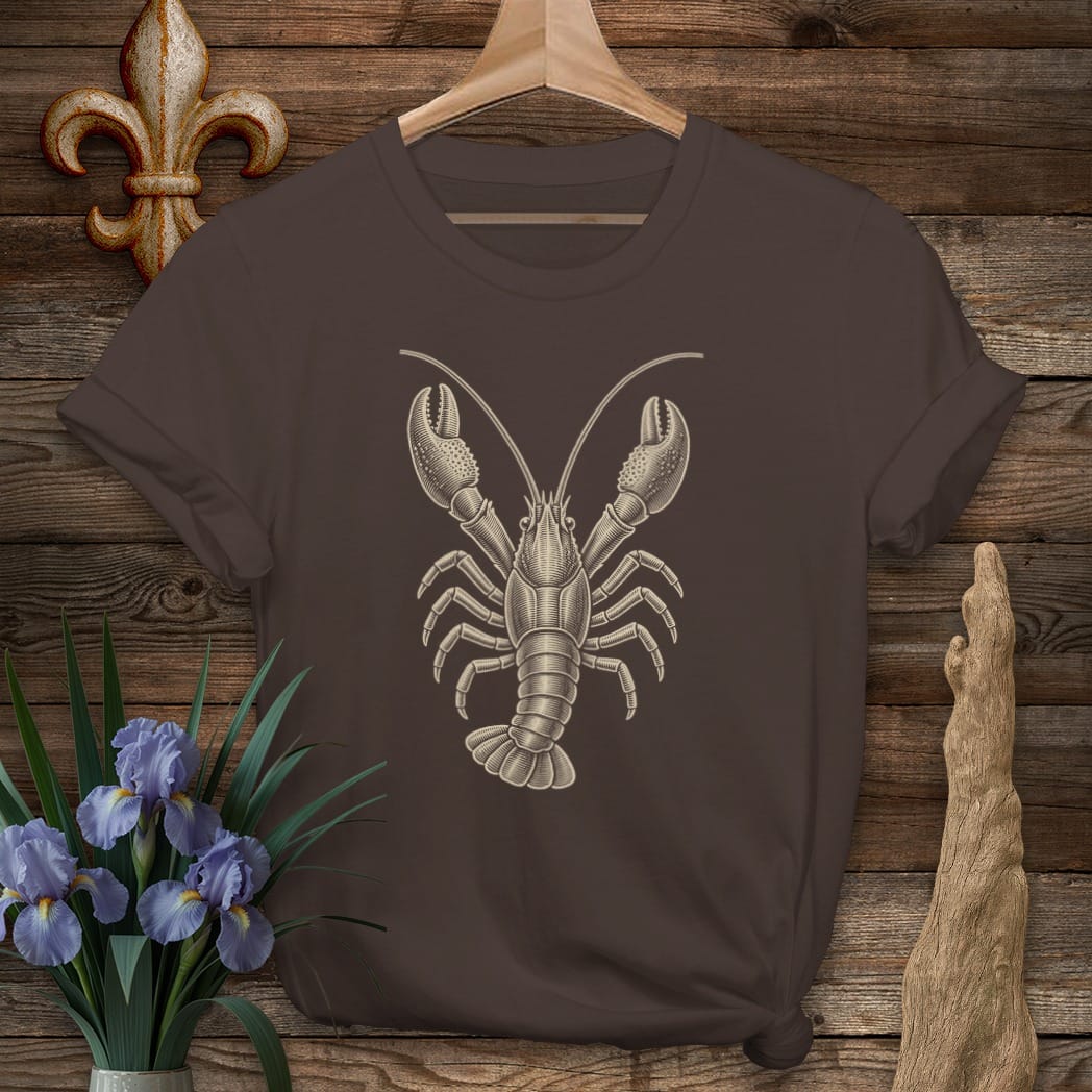 Dark Chocolate / S Louisiana Crawfish on Guard T-Shirt by Laissez Faire Wear
