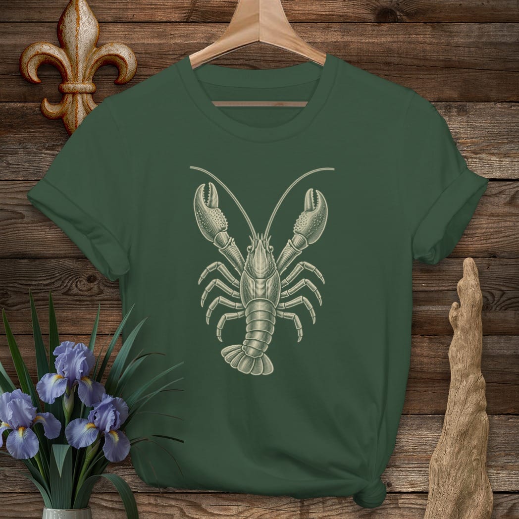 Forest Green / S Louisiana Crawfish on Guard T-Shirt by Laissez Faire Wear
