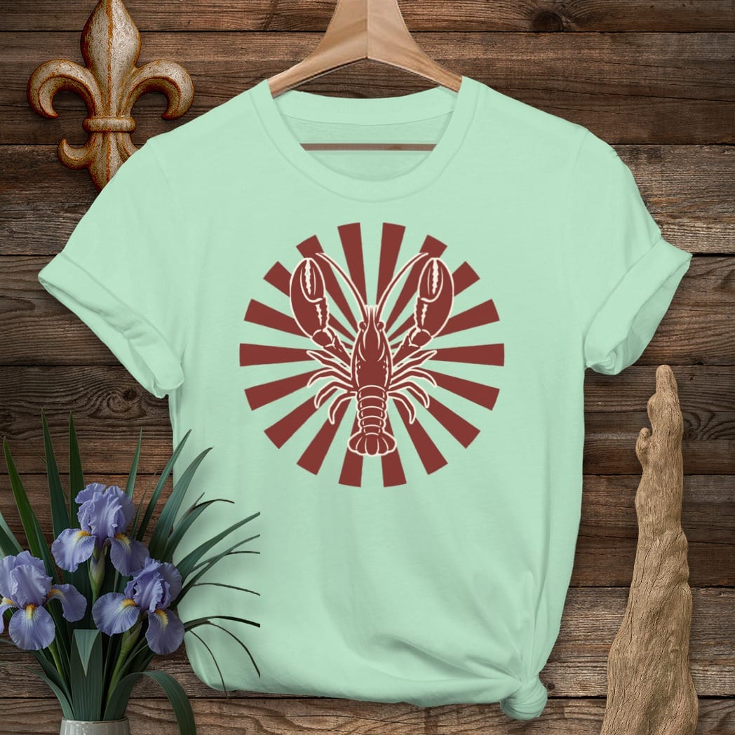 S / Mint Green Louisiana Crawfish Sun T-Shirt by Laissez Faire Wear