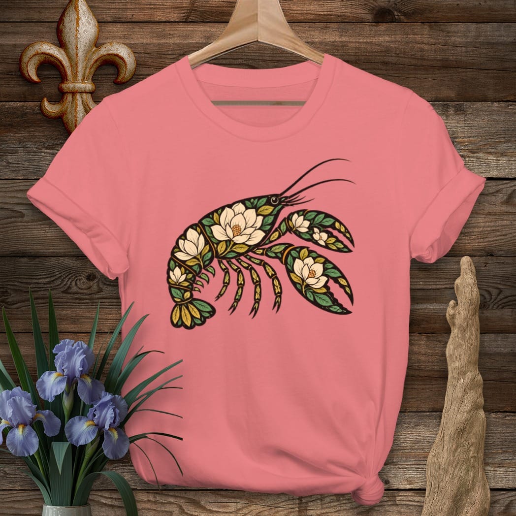 S / Coral Silk Louisiana Crawnolia T-Shirt by Laissez Faire Wear