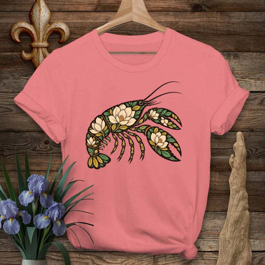 S / Coral Silk Louisiana Crawnolia T-Shirt by Laissez Faire Wear