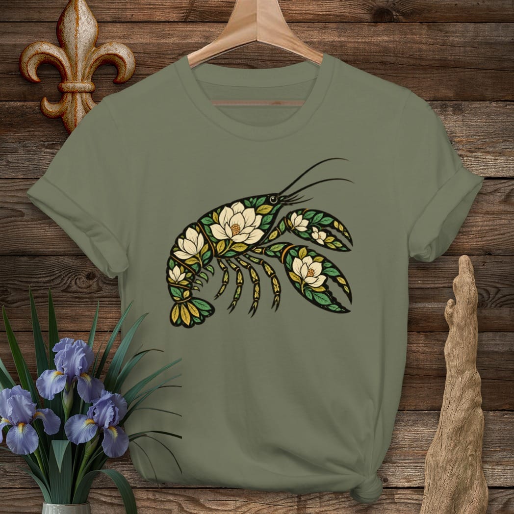 S / Military Green Louisiana Crawnolia T-Shirt by Laissez Faire Wear
