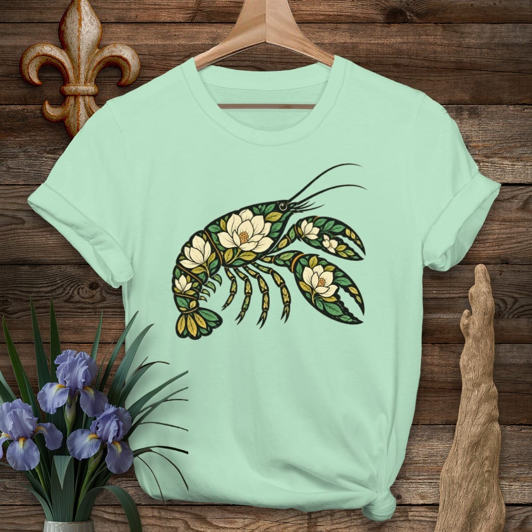 S / Mint Green Louisiana Crawnolia T-Shirt by Laissez Faire Wear