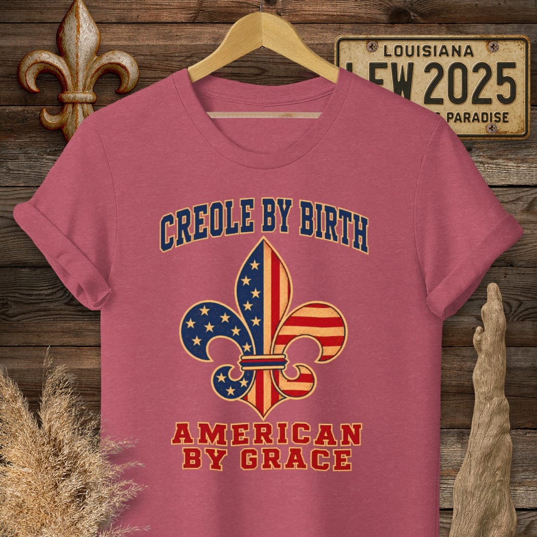 S / Heather Cardinal Louisiana Creole by Birth T-Shirt by Laissez Faire Wear