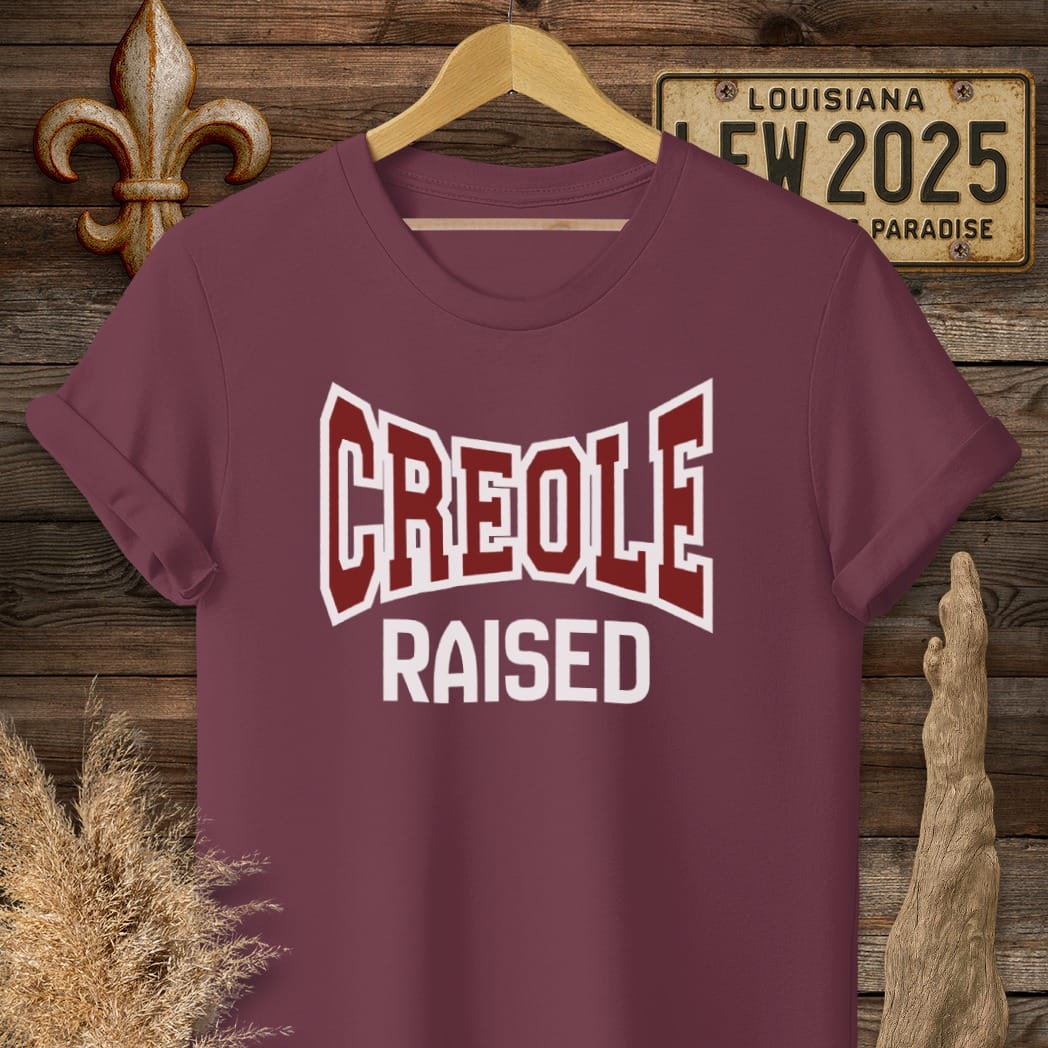 S / Maroon Louisiana Creole Raised T-Shirt by Laissez Faire Wear