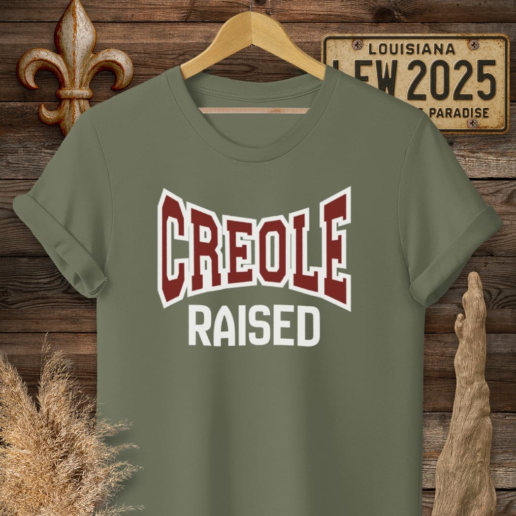 S / Military Green Louisiana Creole Raised T-Shirt by Laissez Faire Wear