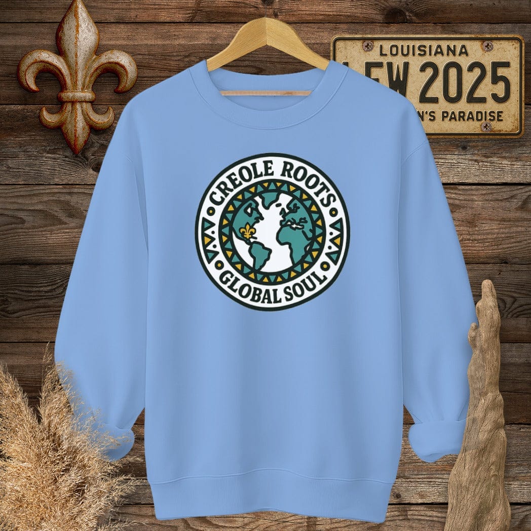 S / Carolina Blue Louisiana Creole Roots Global Soul Sweatshirt by Laissez Faire Wear