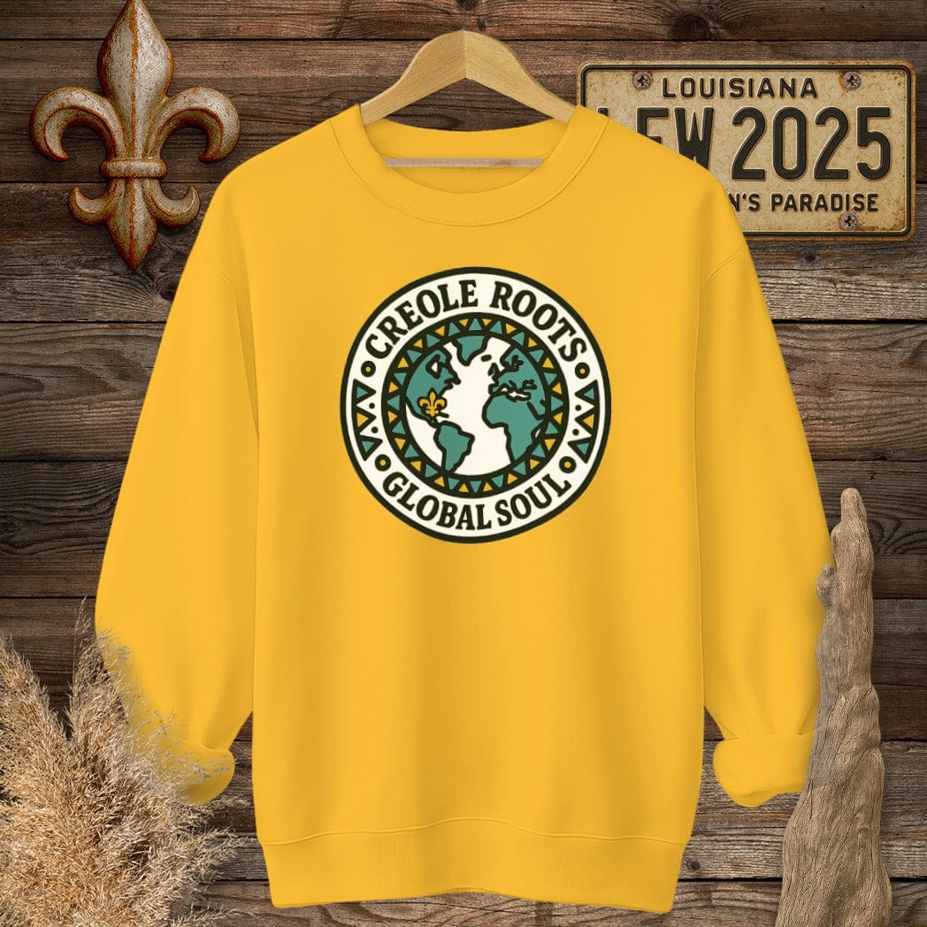S / Gold Louisiana Creole Roots Global Soul Sweatshirt by Laissez Faire Wear