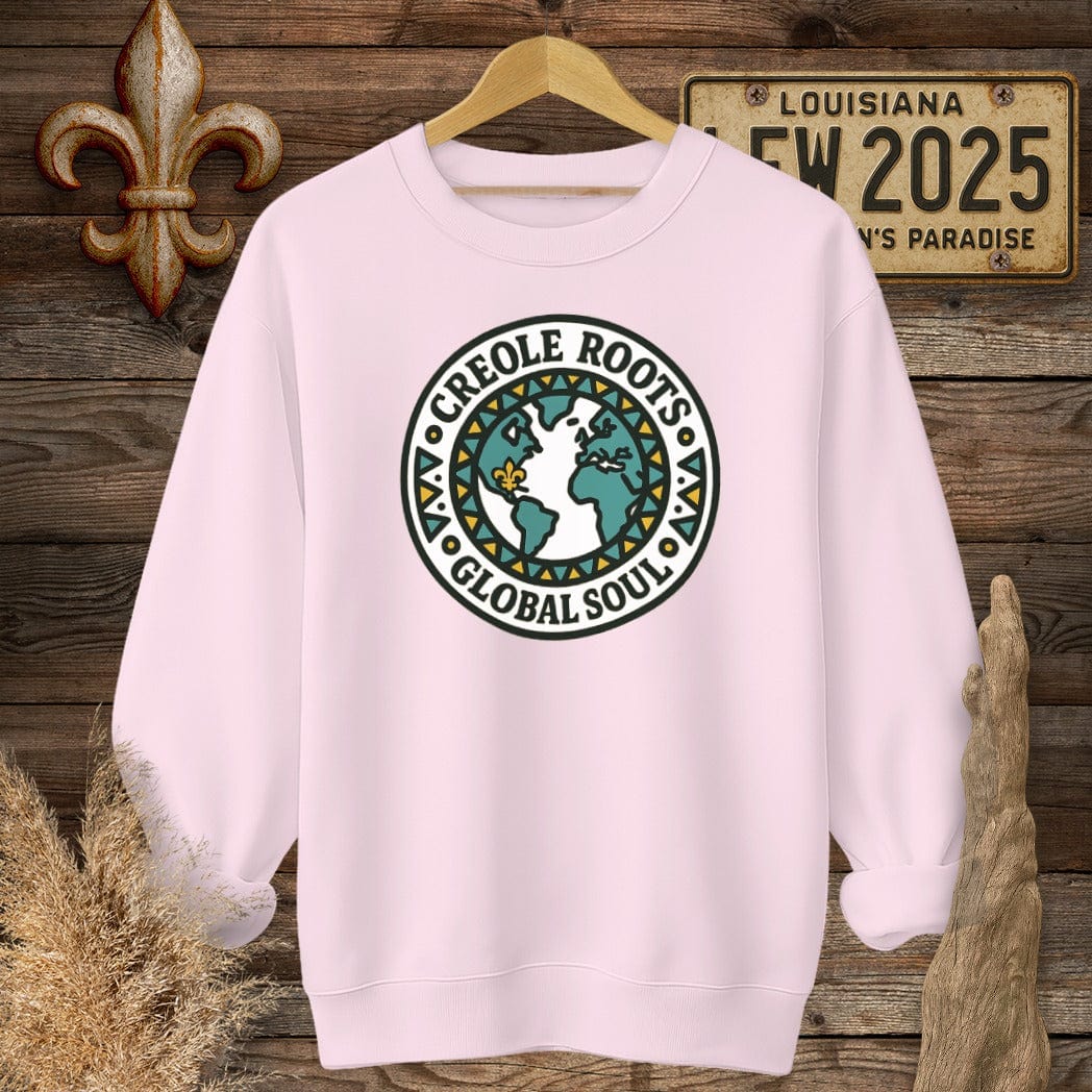 S / Light Pink Louisiana Creole Roots Global Soul Sweatshirt by Laissez Faire Wear