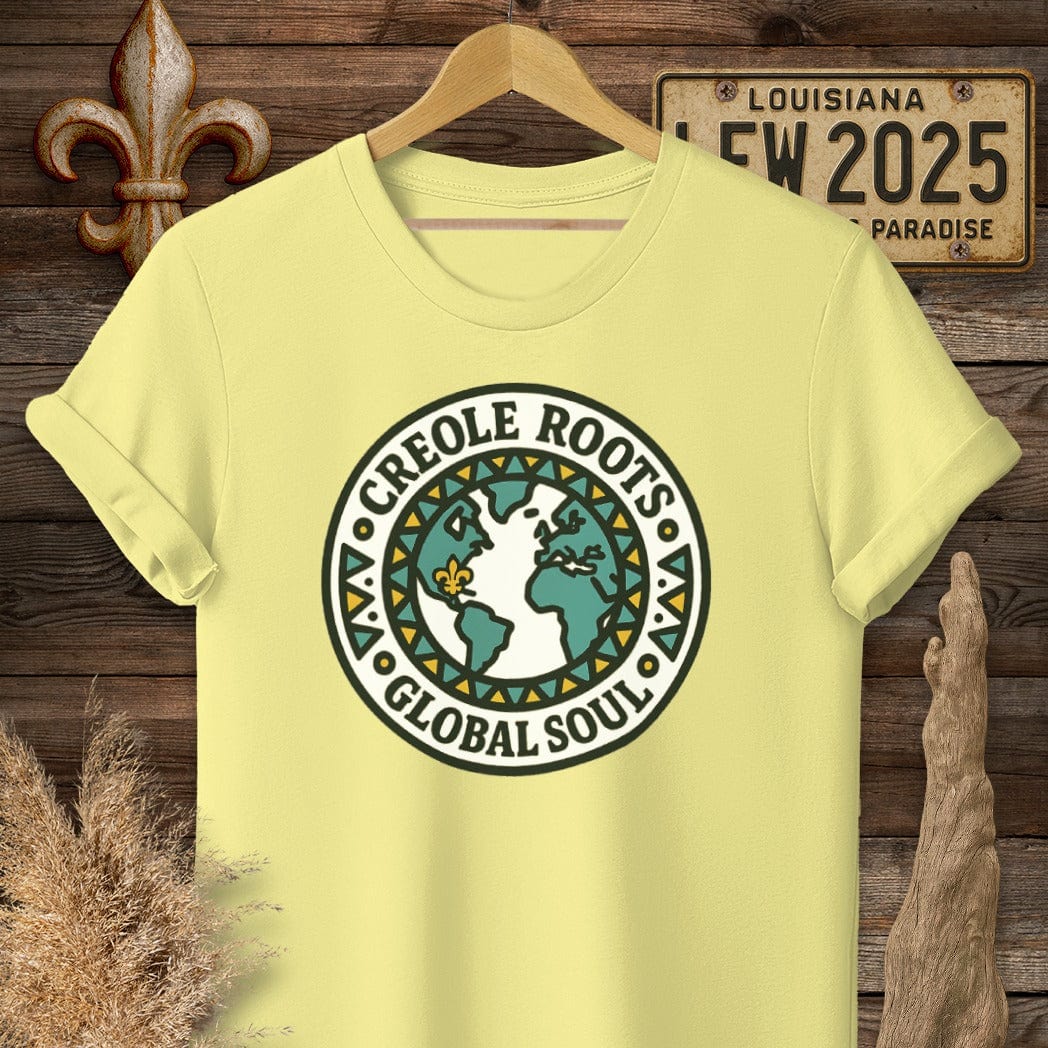S / Cornsilk Louisiana Creole Roots Global Soul T-Shirt by Laissez Faire Wear