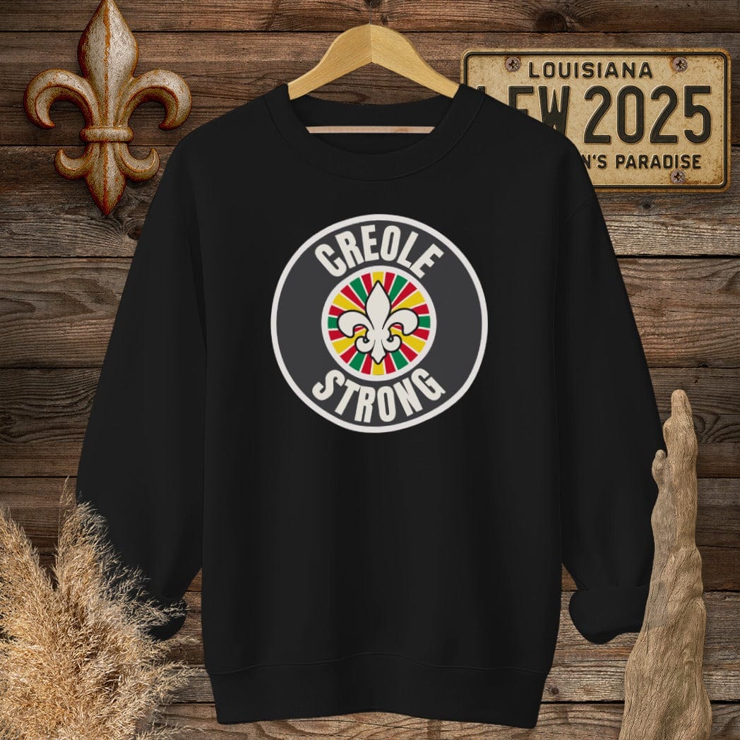 S / Black Louisiana Creole Strong Sweatshirt by Laissez Faire Wear