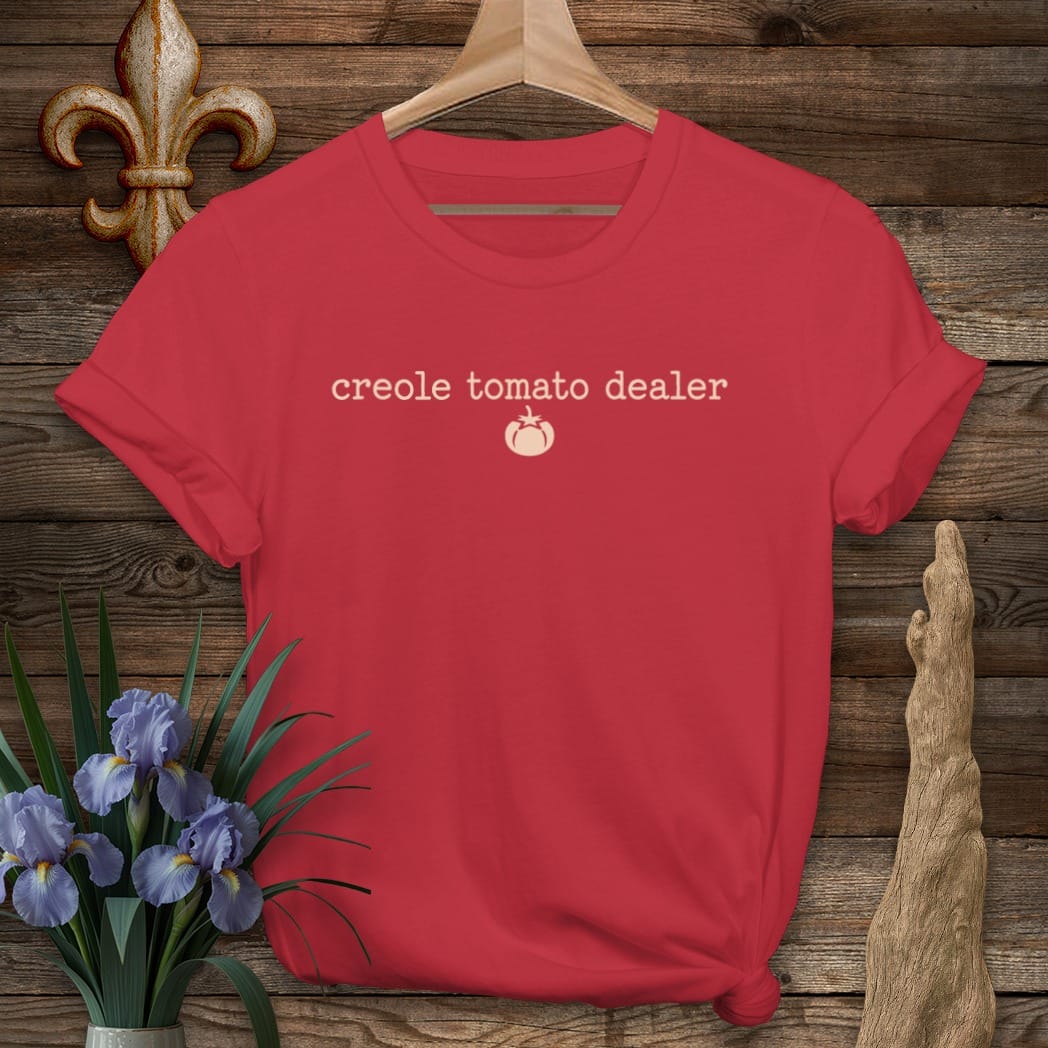 S / Cherry Red Louisiana Creole Tomato Dealer T-Shirt by Laissez Faire Wear