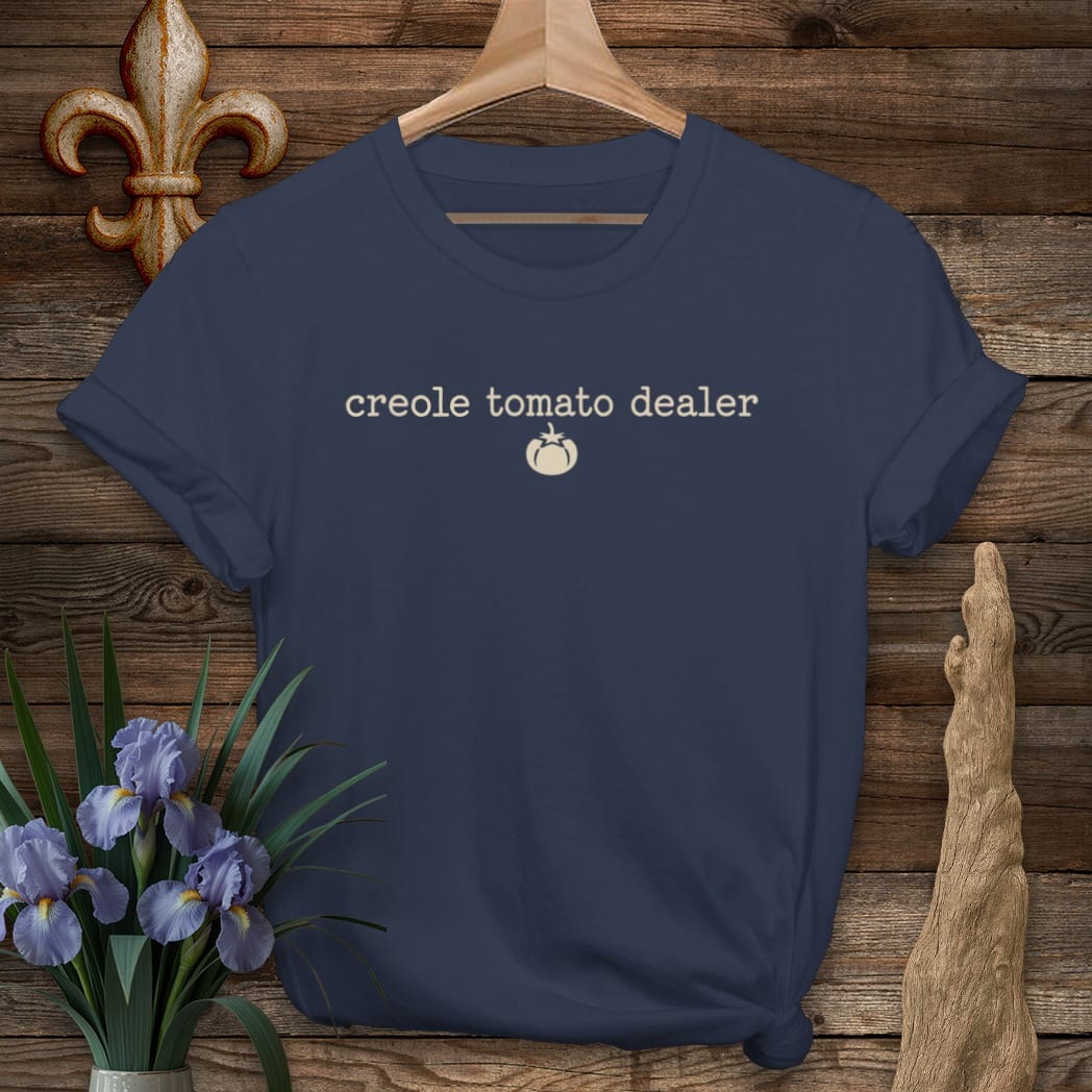 S / Navy Louisiana Creole Tomato Dealer T-Shirt by Laissez Faire Wear