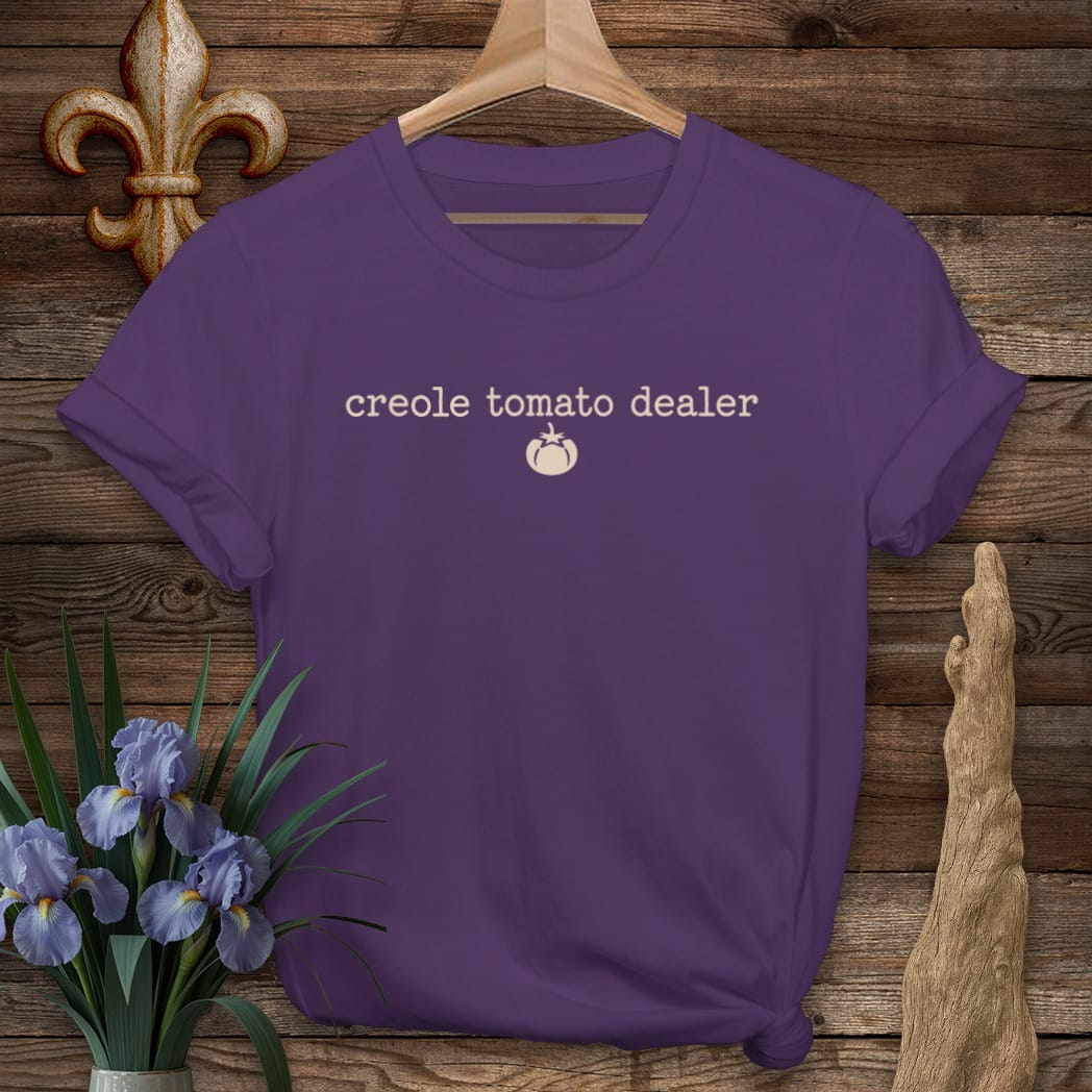 S / Purple Louisiana Creole Tomato Dealer T-Shirt by Laissez Faire Wear