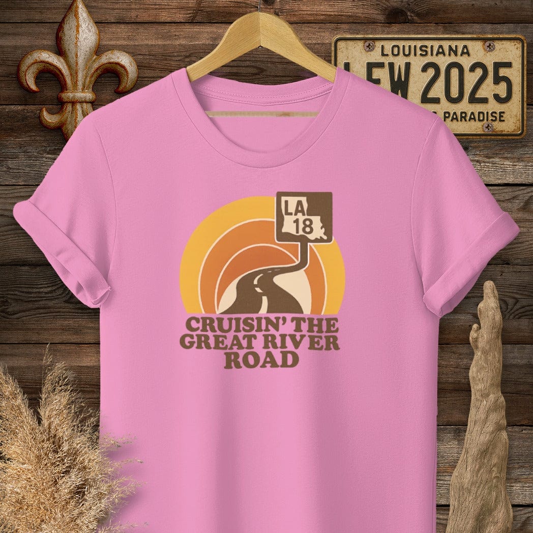 S / Azalea Louisiana Cruisin' The Great River Road Retro T-Shirt by Laissez Faire Wear