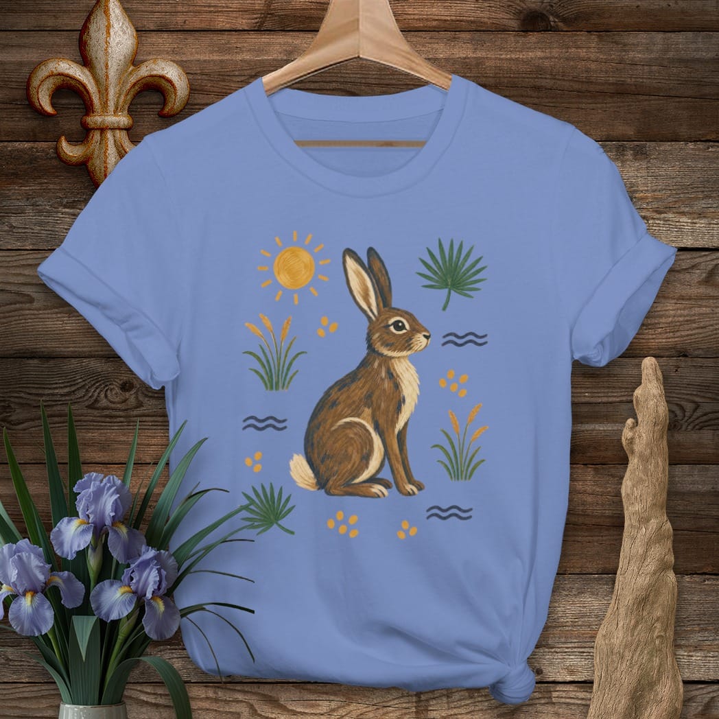 S / Iris Louisiana Cypress Swamp Rabbit T-Shirt by Laissez Faire Wear