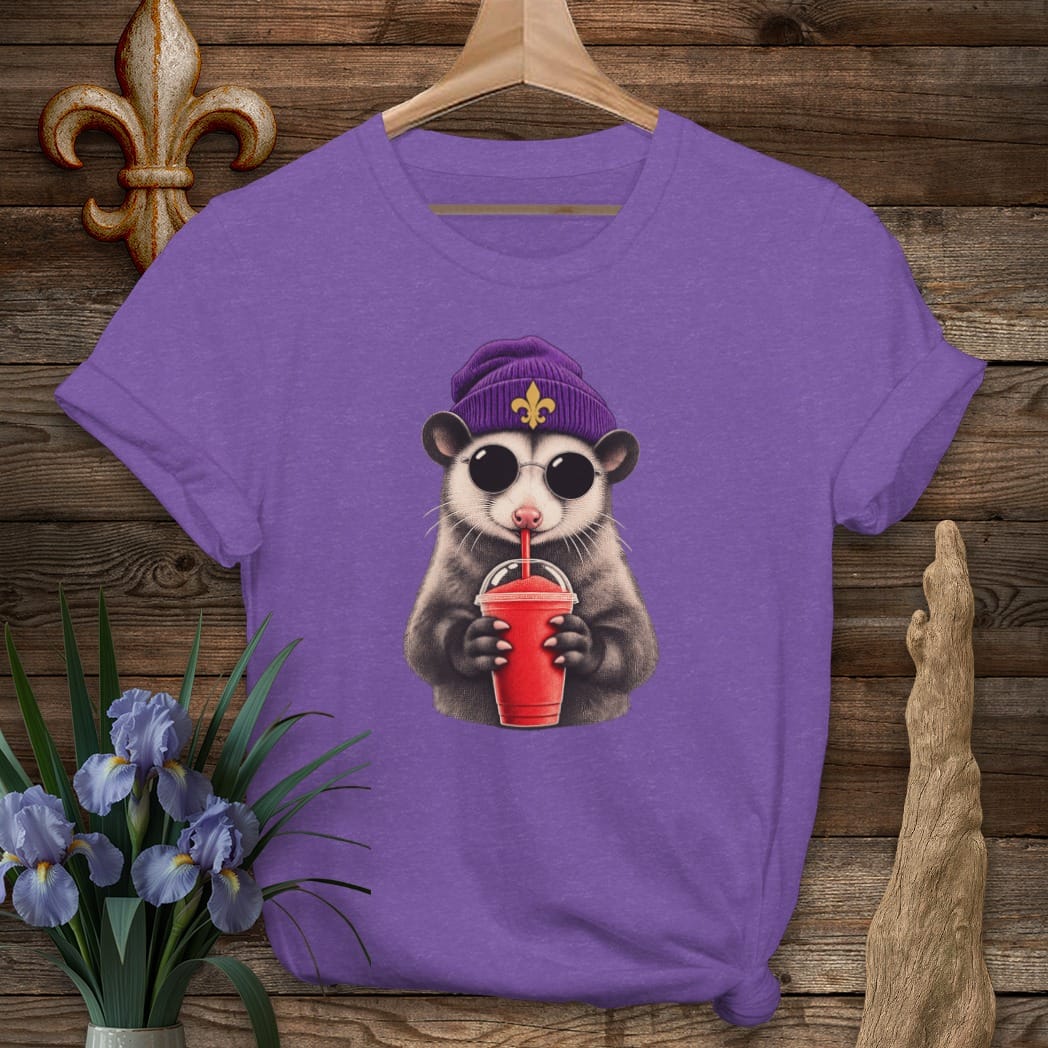 S / Heather Purple Louisiana Daiquiri Possum T-Shirt by Laissez Faire Wear