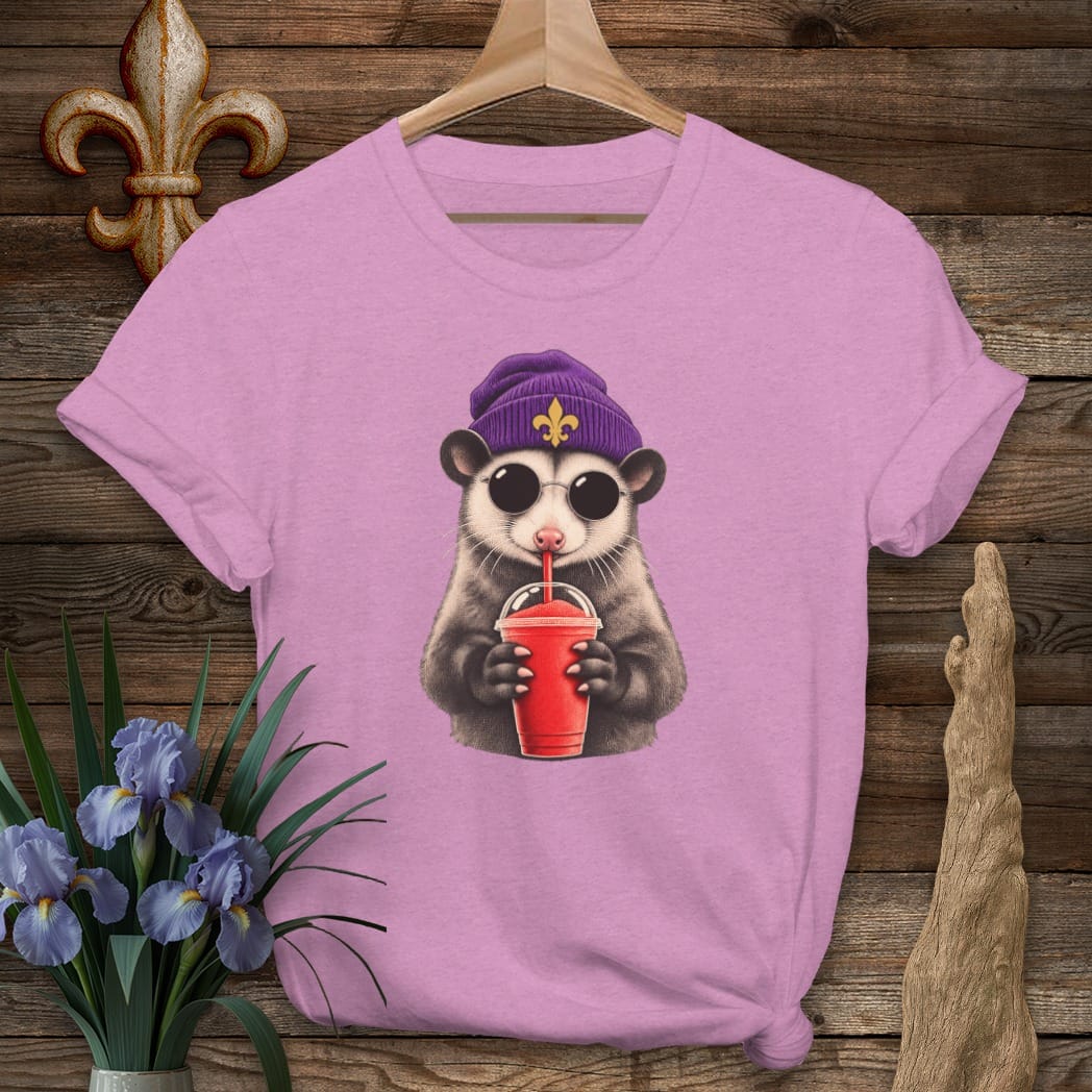 S / Heather Radiant Orchid Louisiana Daiquiri Possum T-Shirt by Laissez Faire Wear
