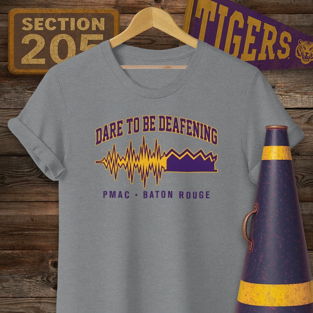 S / Graphite Heather Louisiana Dare To Be Deafening T-Shirt by Laissez Faire Wear