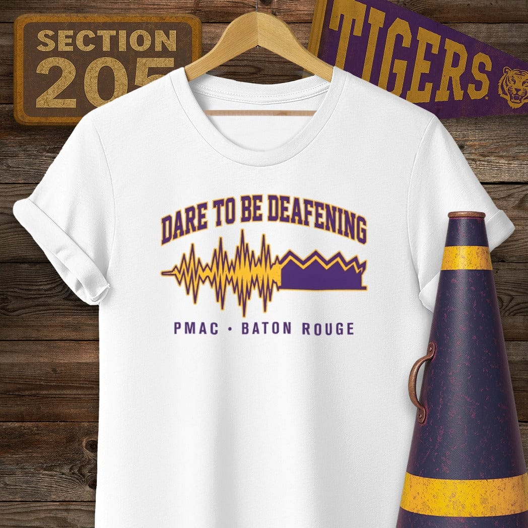 S / White Louisiana Dare To Be Deafening T-Shirt by Laissez Faire Wear