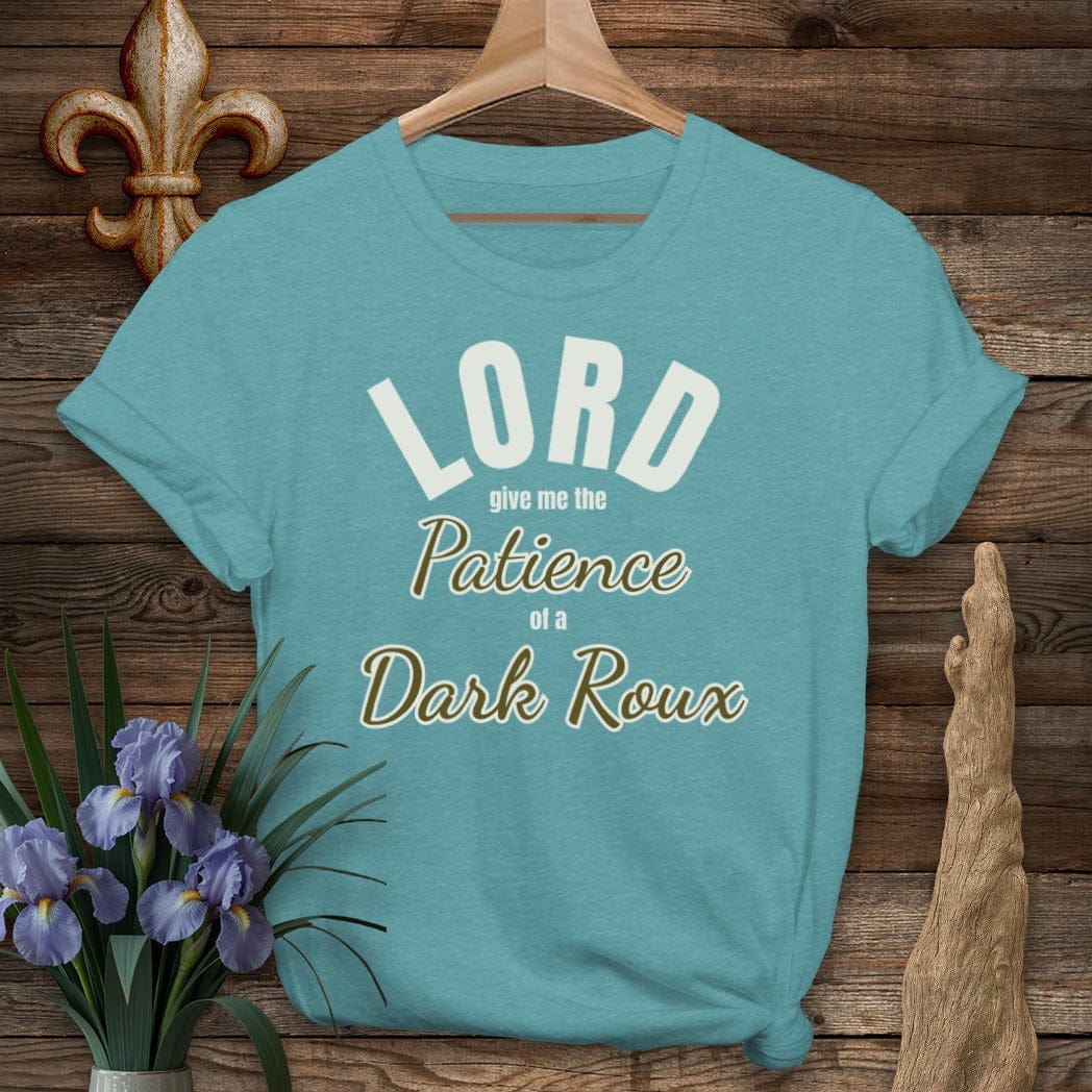 S / Heather Galapagos Blue Louisiana Dark Roux T-Shirt by Laissez Faire Wear