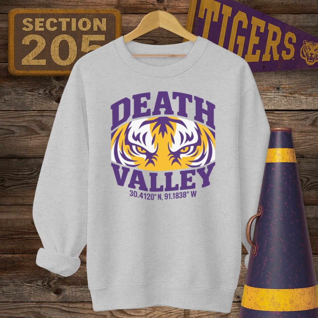 S / Sport Grey Louisiana Death Valley Coordinates Game Day Sweatshirt by Laissez Faire Wear