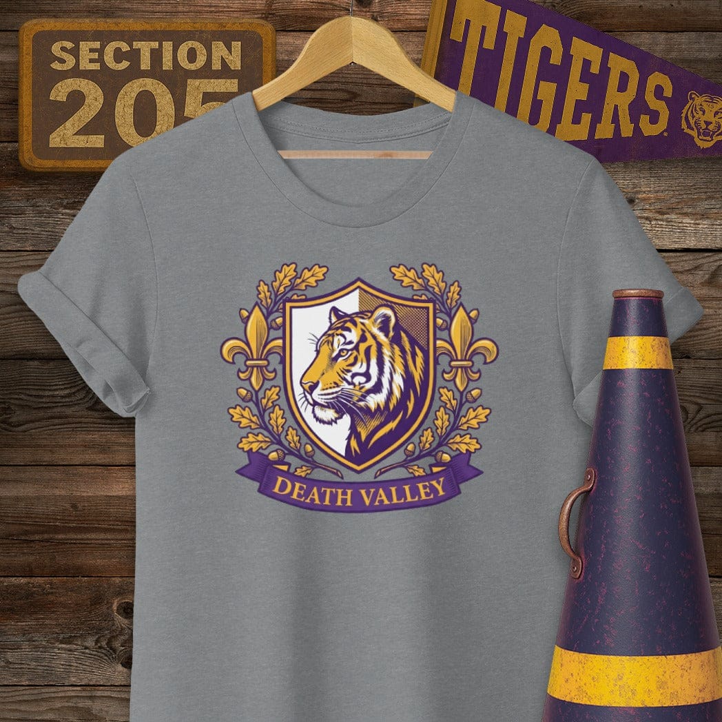 S / Graphite Heather Louisiana Death Valley Shield T-Shirt by Laissez Faire Wear