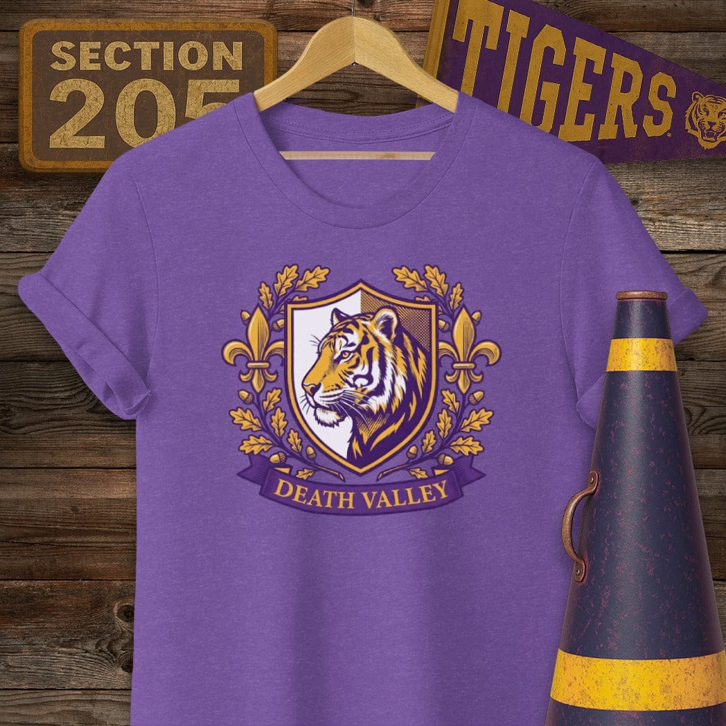 S / Heather Purple Louisiana Death Valley Shield T-Shirt by Laissez Faire Wear