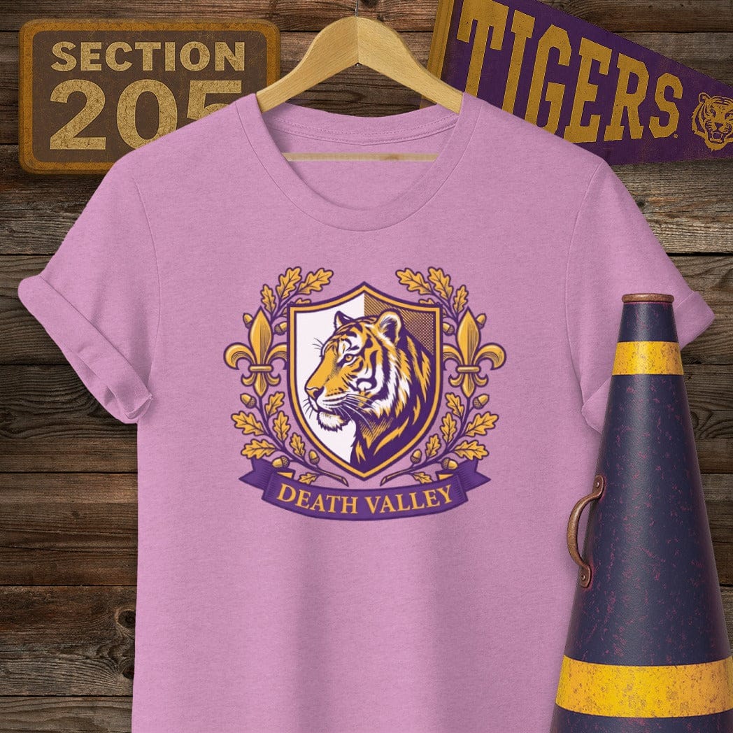 S / Heather Radiant Orchid Louisiana Death Valley Shield T-Shirt by Laissez Faire Wear