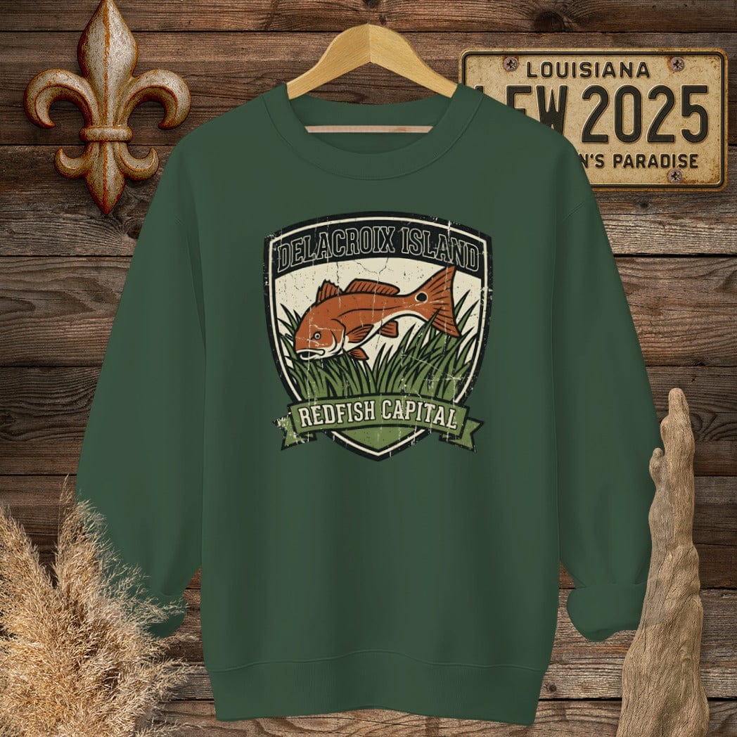 S / Forest Green Louisiana Delacroix Sweatshirt by Laissez Faire Wear