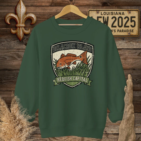 S / Forest Green Louisiana Delacroix Sweatshirt by Laissez Faire Wear