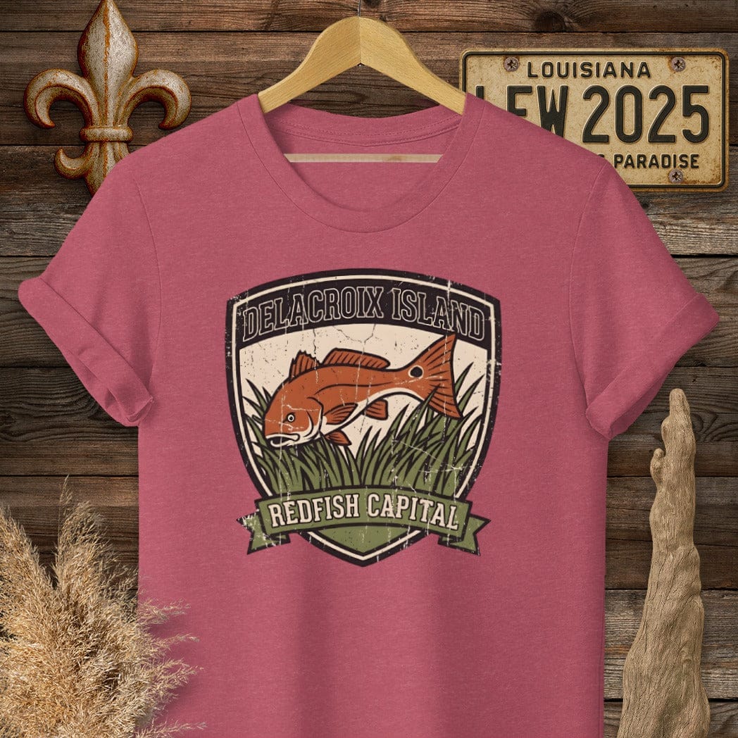 S / Heather Cardinal Louisiana Delacroix T-Shirt by Laissez Faire Wear