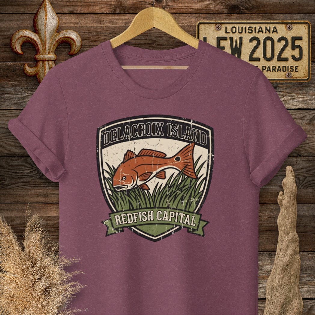 S / Heather Maroon Louisiana Delacroix T-Shirt by Laissez Faire Wear