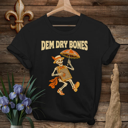 S / Black Louisiana Dem Dry Bones T-Shirt by Laissez Faire Wear