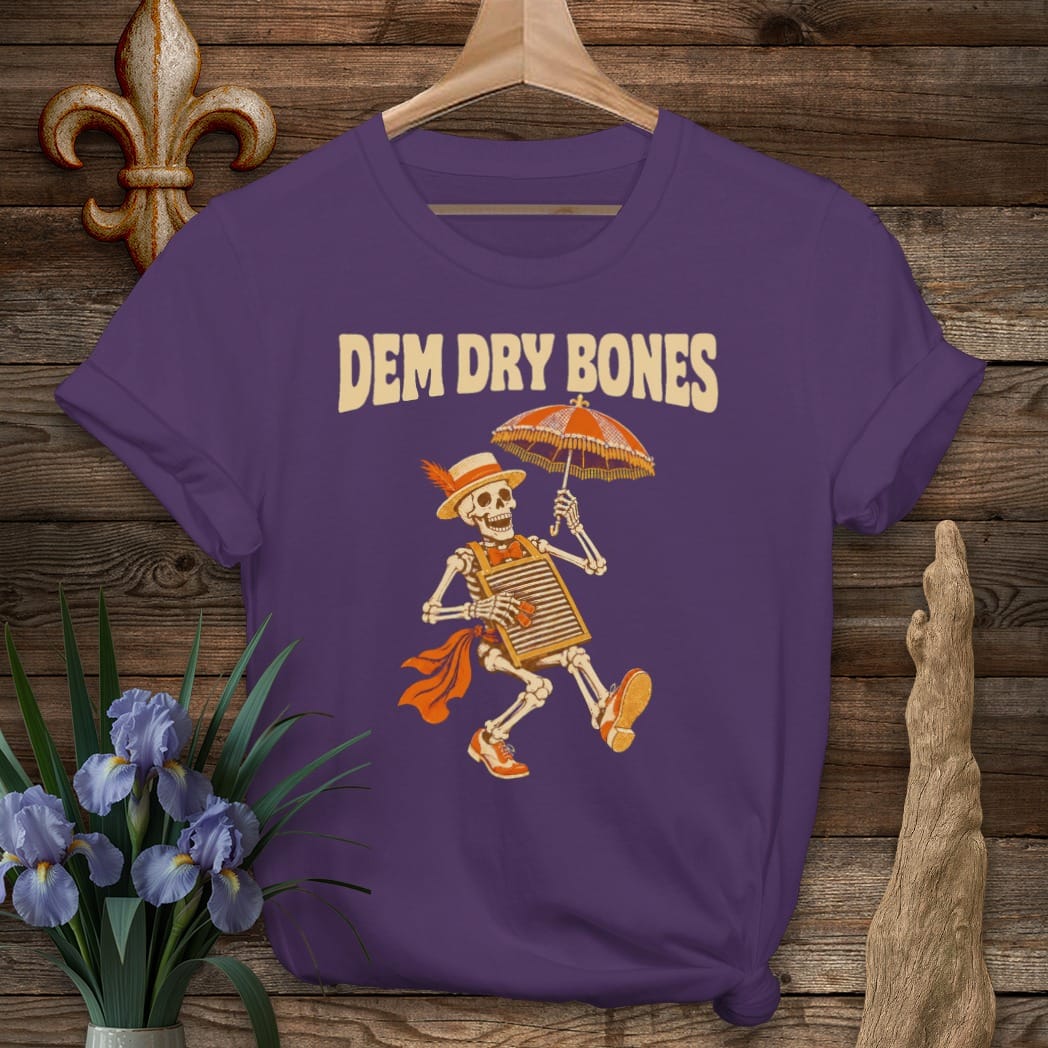 S / Purple Louisiana Dem Dry Bones T-Shirt by Laissez Faire Wear