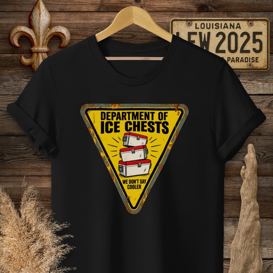 S / Black Louisiana Dept of Ice Chests T-Shirt by Laissez Faire Wear