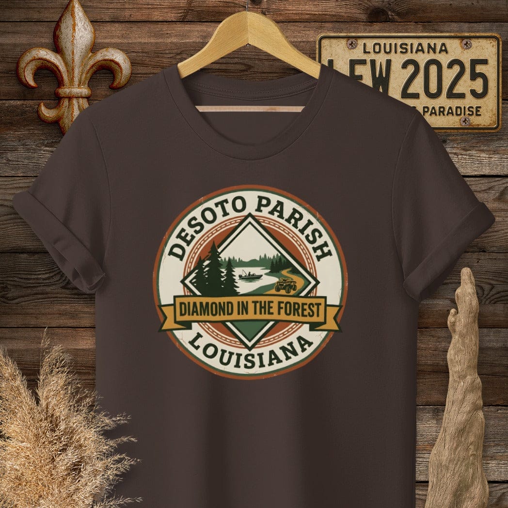 S / Dark Chocolate Louisiana DeSoto Parish T-Shirt by Laissez Faire Wear