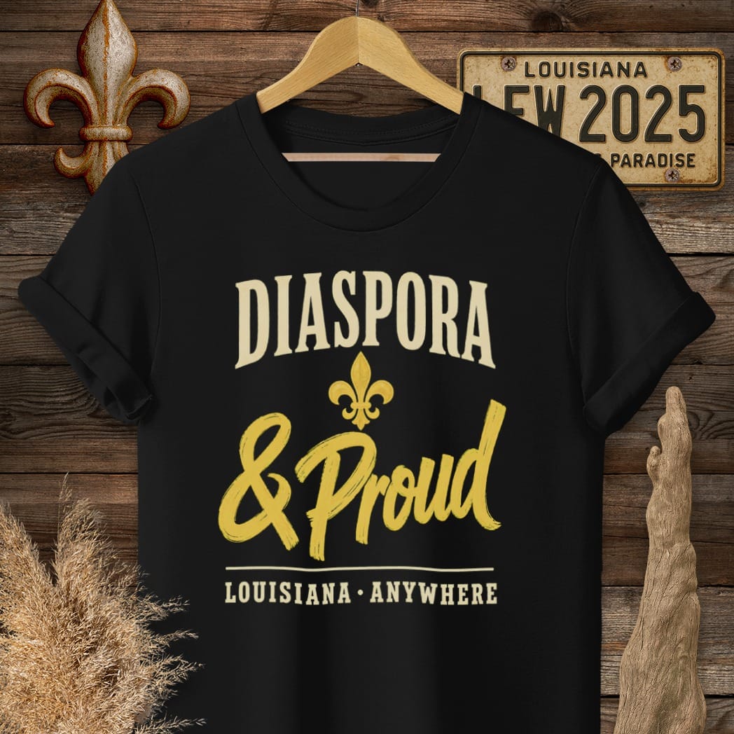 S / Black Louisiana Diaspora & Proud T-Shirt by Laissez Faire Wear