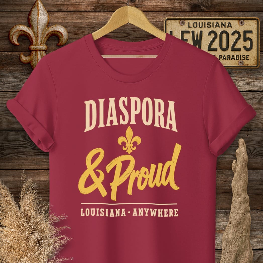 S / Cardinal Red Louisiana Diaspora & Proud T-Shirt by Laissez Faire Wear