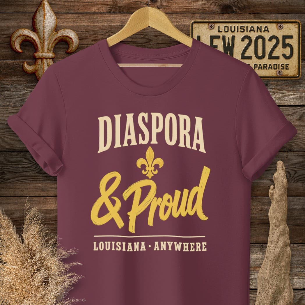 S / Maroon Louisiana Diaspora & Proud T-Shirt by Laissez Faire Wear