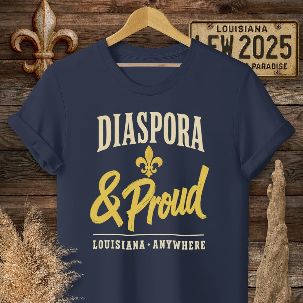 S / Navy Louisiana Diaspora & Proud T-Shirt by Laissez Faire Wear