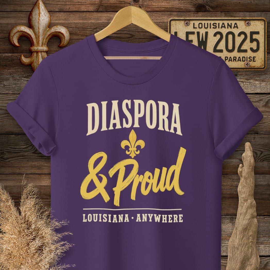 S / Purple Louisiana Diaspora & Proud T-Shirt by Laissez Faire Wear