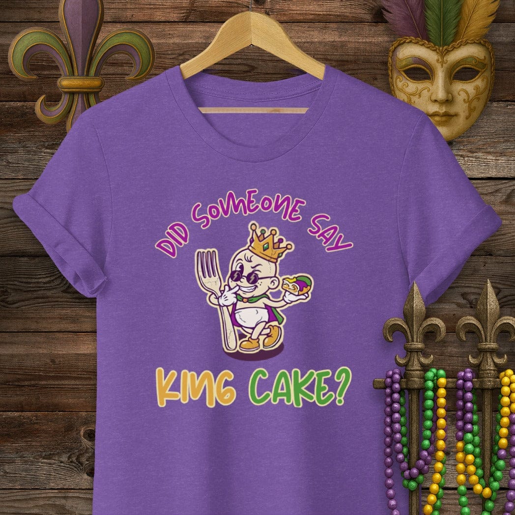 S / Heather Purple Louisiana Did Someone Say King Cake T-Shirt by Laissez Faire Wear